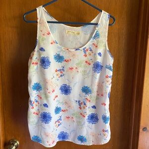 EUC Faded Glory blue floral tank top